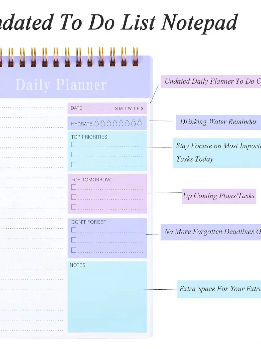 🆕 3-Pack Daily Planner Notebooks - Pastel Multi-Color Set